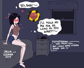 1girls barefoot black_hair blush brown_tank_top denim denim_shorts female female_pervert hand_between_legs have_to_pee jailor_eckman legs_crossed maddie_(jailor_eckman) navel open_fly original short_hair tank_top