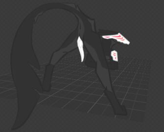 animal_genitalia anthro ass ass_up azrann_(azrann_vortex) azrann_vortex big_tail biped clodespin_(species) cybernetics digital_drawing_(artwork) digital_media_(artwork) digitigrade fluffy fur genital_slit genitals grey_body grey_fur jack-o'_pose machine male nude penis pose presenting simple_background slim solo tail tapering_penis white_penis