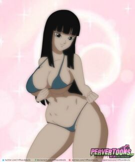1girls 5:6 animated bikini breasts dragon_ball dragon_ball_super female female_only innie_pussy large_breasts mai_(dragon_ball) nipples nude pervertoons pussy riffsandskulls swimsuit undressing vertical_video