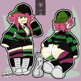 1girls 2d ass baseball_cap cap clothed cum disembodied_penis female hat julian_cohen male original penis pink_hair reference_image ripped_shorts roblox roblox_avatar robloxian scene_(fashion) scene_hair scenecore self_upload sneakers socks striped_sweater sweater tagme
