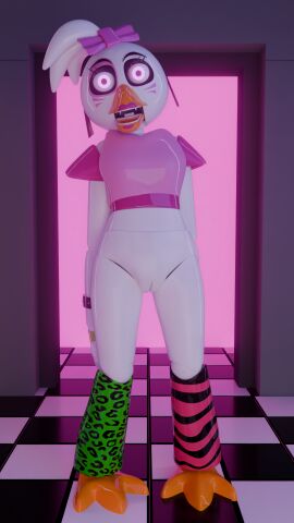 3d accurate_body_type blender female five_nights_at_freddy's five_nights_at_freddy's:_security_breach fnaf furry glamrock_chica_(fnaf) looking_at_viewer nude nude_female pussy redfish robot robot_girl solo