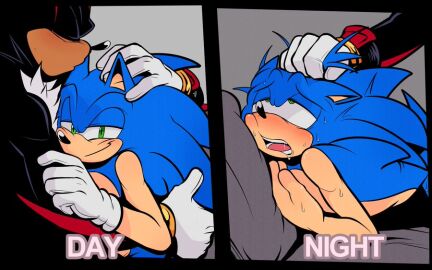 2boys before_and_after black_body black_fur black_hair blue_body blue_fur blue_hair chest_tuft day gay gay_male grabbing_hair green_eyes hair_grab help hi_guys hugging implied_sex kissing_forehead male male_only me_fr meme night offscreen_sex out_of_frame pulling_hair red_eyes red_highlights shaddycatz shadow_the_hedgehog smirk sometimes_like_this_also_like_that sonic_(series) sonic_the_hedgehog sonic_the_hedgehog_(series) two-tone_hair wow_another_shaddycatz_post_by_me_wow wowie_zowie yaoi