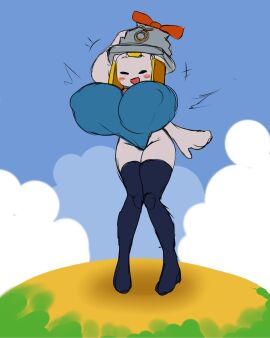 1girls alternate_body_type alternate_breast_size anthro blush breasts connie_(mario) female huge_breasts looking_at_viewer mario_(series) mario_and_luigi:_brothership mario_and_luigi_(series) metachoke mob_face motion_lines nintendo plug socket solo solo_female