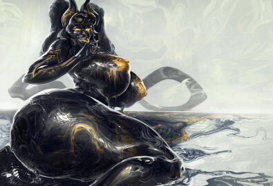 1girls 2025 2d abstract_background absurd_res anus arm_up big_ass black_hair black_skin breasts completely_nude female female_only glowing_eyes grey_background half-closed_eyes hourglass_figure huge_breasts long_hair looking_at_viewer nipples on_side original original_character seductive seductive_look slime slime_girl thick_thighs tongue_out viriden yellow_eyes