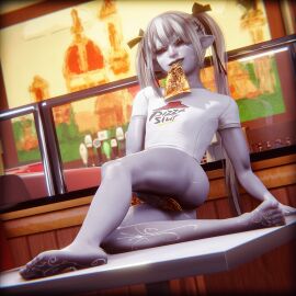 1girls 3d blender dunmer female female_focus female_only pizza raeza skyrim solo solo_female solo_focus teenage_female teenager the_elder_scrolls zynotheum