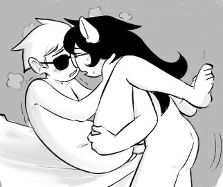 black-haired_female black_hair blonde-haired_male blonde_hair cuntboy dave_strider dog_ears dog_tail female futa_on_cuntboy futanari glasses holding_face homestuck intersex jade_harley jadedavekarkat long-haired_female long_hair male nude nude_female nude_male penetration sex shades short-haired_male short_hair staring sunglasses tail trans_man trans_woman transfem transmasc
