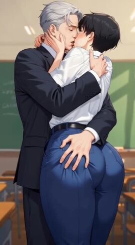 age_difference ai_generated aroused ass ass_grab clothed cuddling flushed gay grabbing_ass grabbing_butt kissing looking_back male male/male male_only manhwa original_character pornhwa shocked sound_effects tagme teacher_and_student video yaoi