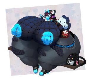 1girls anthro ass big_ass big_breasts big_butt bracelet bracelets breasts fat female female_only fishnets fur gigantic_ass gigantic_breasts gigantic_butt gigantic_thighs glasses gloves gold_jewelry goth goth_girl hood horns huge_ass huge_breasts huge_butt huge_nipples huge_thighs nipple_pasties nipples no_visible_genitalia shoes solo thick_ass thick_thighs tongue tongue_out wine_glass wynn_(wynnchi) wynnchi