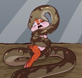 3_toes 4_fingers absurd_res ambiguous_gender anthro between_legs blush bodily_fluids breasts chip_'n_dale chipmunk clarice_(disney) constricted_pupils constrictor crush crying death disney dying e254e eaten_alive feet female fingers ground_squirrel hard_vore helpless hi_res imminent_death mammal navel nipples nude pain pupils reptile rodent ryona scalie sciurid small_pupils snake solo squeezing squirrel tears toes vore