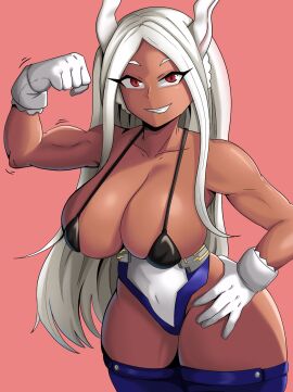 ass big_ass big_breasts big_butt big_thighs big_titties boku_no_hero_academia breasts brown_skin bunny bunny_ears bunny_girl clothing curvaceous curvaceous_female curvaceous_figure curvy curvy_figure curvy_hips dark-skinned_female dark_skin female female_focus female_only gym gym_clothing hatzuhatzu long_hair looking_at_viewer mirko miruko my_hero_academia red_eyes rumi_usagiyama strong strong_female underwear usagiyama_rumi white_hair