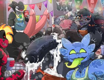 2_penises 3_eyes absurd_res after_anal after_sex alien amphibian anthro ass balls big_balls big_penis black_body black_fur black_hair black_sclera black_skin blue_slime bodily_fluids body_writing bottomless bottomless_anthro bottomless_male cellphone character_request chin_tuft clothed clothing cum cum_drip cum_in_ass cum_inside curved_horn demon diphallia diphallism domestic_cat dripping ear_piercing ear_ring electronics elemental_creature english_text enko_(mrt0ony) erection facial_tuft fangs felid feline felis fire fire_creature fish fishnet_clothing fishnet_legwear flaming_hair foreskin frog fur gangbang genital_fluids genitals goo_creature goo_humanoid green_sclera grey_spots ground_shark group group_sex hair hammerhead_shark heart_symbol hi_res horizontal_diphallism horn huge_balls huge_cock humanoid humanoid_genitalia humanoid_penis hybrid hybrid_genitalia hybrid_penis inflation kobold legwear male male/male mammal marine markings mrt0ony multi_eye multi_genitalia multi_penis multicolored_body multicolored_fur multicolored_skin no_pupils open_mouth open_smile penis phone piercing poison_dart_frog precum precum_drip precum_string pseudo_hair red_body red_skin ring_piercing scales scalie sex shark sharp_teeth shirt smartphone smile spots spotted_body spotted_markings spotted_scales symbiote tank_top teeth text tongue tongue_out topwear torn_clothing torn_fishnet_clothing tuft two-tone_body two-tone_fur two-tone_skin uncircumcised vein veiny_penis white_body white_fur wide_eyed zonai