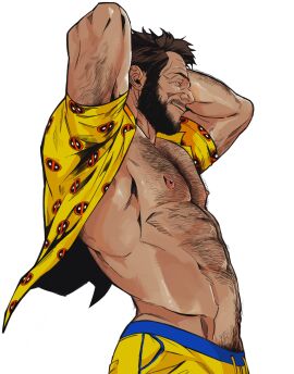 abs alpha_male bara beard biceps bonjourdraws clothing daddy dilf gay gay_male hairy_chest logan_(x-men) male male_nipples male_only male_pubic_hair marvel marvel_comics masculine_male mature_male muscular muscular_male nipples pecs pubic_hair wolverine_(x-men) x-men yaoi
