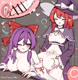 1futa 1girls absurdres bar_censor blush breasts breasts_out censored closed_eyes commentary_request cross_section cum cum_in_pussy detached_sleeves dress earrings female fertilization flat_chest futa_on_female futanari hair_ribbon hair_tubes hakurei_reimu hakurei_reimu_(pc-98) hand_on_another's_waist hat hat_ribbon highres impregnation internal_cumshot intersex jewelry kirisame_marisa kirisame_marisa_(pc-98) large_breasts long_hair long_sleeves marisa_kirisame motion_blur motion_lines multiple_females multiple_girls navel nipples one_eye_closed open_mouth ovum penis pointy_ears purple_dress purple_eyes purple_hair pussy red_eyes red_hair red_ribbon reimu_hakurei ribbon sex sex_from_behind shen_bi_ren_(user_rjgy2824) short_hair sperm_cell touhou touhou_(pc-98) vaginal_penetration white_ribbon wide_sleeves witch_hat