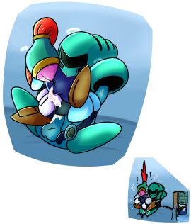 alien alpha_channel anal anal_sex anonymous_artist armor ass balls bed blade_knight blue_body bodily_fluids caught caught_off_guard clothed clothing cum digital_media_(artwork) door doorway duo erection footwear furniture genital_fluids genitals gloves group hair handwear headgear headwear humanoid humanoid_genitalia humanoid_penis inside kirby_(series) legwear male male/male male_penetrated male_penetrating male_penetrating_male mammal mask masturbating_while_penetrated masturbation meta_knight nintendo on_bed partially_clothed penetration penile penis sex sitting sitting_on_bed standing surprise sword_knight tapering_penis topwear transparent_background unimpressed waddling_head