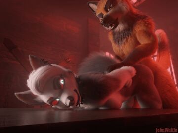 3d amber_eyes ambiguous_penetration angry animated anthro anthro_on_anthro arm_grab ass bent_over bouncing_ass bouncing_breasts bouncing_butt breasts brown_body brown_fur canid canid_demon canine canis chains cheek_tuft collar countershading demon digital_media_(artwork) dungeon duo ear_piercing ear_ring facial_tuft female female_penetrated fist from_behind_position fur furniture grey_body grey_fur guarez_(johnwulffe) hair hellhound helluva_boss inside johnwulffe long_hair looking_at_another looking_at_partner looking_back loona_(helluva_boss) male male/female male_penetrating male_penetrating_female mammal maned_wolf mythological_canine mythological_creature mythology open_mouth penetration piercing prison red_sclera ring_piercing sex sex_dungeon standing table teeth tuft white_body white_eyes white_fur white_hair wrist_grab
