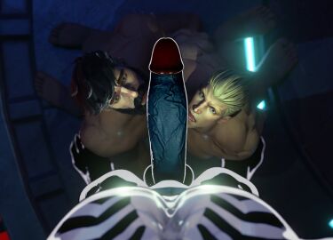 bara big_penis black_skin blonde_hair boner cock dick double_blowjob double_fellatio erection gay huge_cock human_torch human_torch_(marvel_rivals) johnny_storm licking_penis male male/male male_only marvel marvel_comics marvel_rivals muscular muscular_male penis reed_richards reed_richards_(marvel_rivals) symbiote thick_penis threesome timetorespawn veiny veiny_penis venom venom_(marvel) venom_(marvel_rivals) yaoi