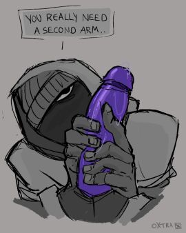 2boys 5_fingers annoyed annoyed_expression big_penis crop_top handjob looking_at_viewer machine male male/male muscular muscular_male oc original_character oxtra penis pov pov_male precum purple_penis robot robot_humanoid saturn_(foresttguiide) size_difference speech_bubble two-handed_handjob unknown_species void_monster