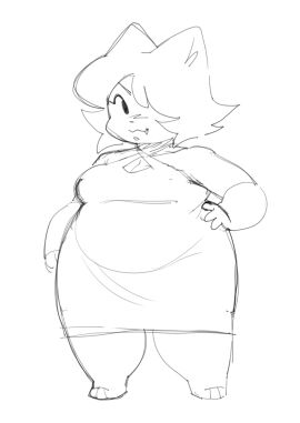 1girls anthro breasts chubby chubby_female dress feline female jamcrumb maralynn_(jamcrumb) oc oerba_yun_fang shortstack sketch solo thick_thighs