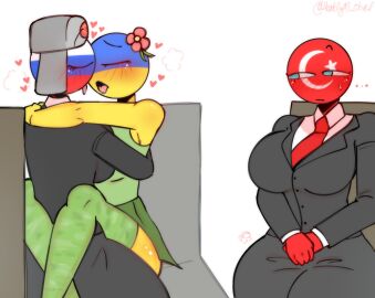 3girls amogus ass big_ass big_breasts breasts breasts_to_breasts breath_cloud clothed clothing countryhumans countryhumans_girl female female_only heart_symbol kak0yt0_chel kissing large_breasts lesbian lesbians russia_(countryhumans) sitting_on_chair turkey_(countryhumans) twitter_username ukraine_(countryhumans) yuri