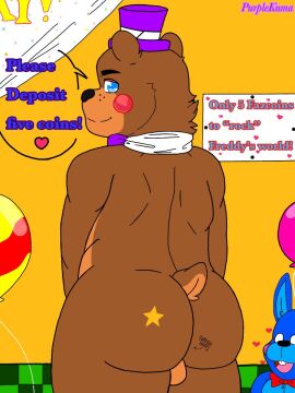 2boys anthro anthro_male anthro_only ass ass_focus ass_tattoo back_view backview bear blue-eyed_male blue_eyes body_writing bow_tie bowtie brown_body brown_fur butt_focus cheeks dialog dialogue digital_media_(artwork) duo duo_male english english_dialogue five_nights_at_freddy's fnaf fnaf6 freddy_fazbear's_pizzeria_simulator fur furry furry_male furry_only hearts_around_head implied_gay inviting_to_sex jpeg kumabear357 love_hearts male male_ass male_ass_focus male_butt male_butt_focus male_only no_human no_humans no_pupils only_male open_mouth poster_(object) presenting_ass purple_bow_tie purple_bowtie purple_hat purple_top_hat purple_tophat rabbit rockstar_bonnie rockstar_freddy solo_focus tail tattoo top_hat tophat ursid ursid_humanoid writing_on_ass writing_on_body writing_on_butt