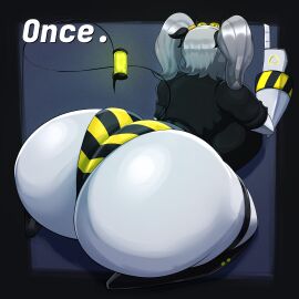 1girls ass ass_bigger_than_head ass_bigger_than_torso ass_focus big_ass big_breasts bottom_heavy breasts bubble_butt clothing dat_ass dialogue facing_away fat_ass female female_only huge_ass j_(murder_drones) jacket kneeling large_ass massive_ass meme mrmelted murder_drones on_knees panties png rear_view robot robot_girl solo tail talking_to_viewer text thick_ass thick_thighs thunder_thighs white_hair wide_hips you_may_spank_it_once_(meme)