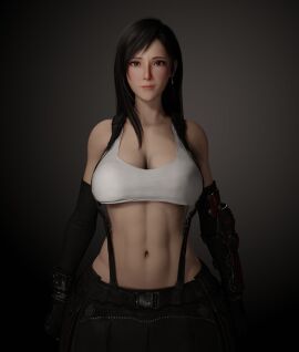 1girls 3d abs female female_abs final_fantasy final_fantasy_vii fit fit_female muscular muscular_female navel soboro solo straight-on tifa_lockhart toned toned_female