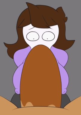 1boy 1girls animated animated_gif black_hair blowjob brown_hair deep_penetration deepthroat female gif jaiden jaiden_animations male male/female male_pov oral oral_sex scarecorrode source_request straight white-skinned_female white_skin white_skinned_female