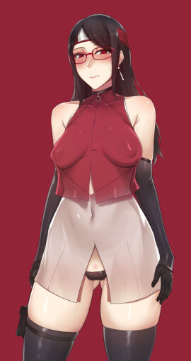 1girls aged_up alternate_hair_length areolae armwear ass ass_visible_through_thighs bare_shoulders bare_thighs belly_button bimbo black_gloves black_hair black_legwear black_panties black_thighhighs black_underwear blush boruto:_naruto_next_generations breasts cameltoe choker clothed clothing crop_top ear_piercing earrings elbow_gloves erect_nipples erect_nipples_under_clothes female female_focus female_only forehead_protector headband hi_res high_resolution highres jacket jewelry kairos+ large_areolae legwear light-skinned_female light_skin lips lipstick long_gloves long_hair looking_at_viewer makeup medium_breasts miniskirt naruto naruto_(series) nipple_bulge nipples nose_blush pale-skinned_female pale_skin panties perky_breasts pink_lips pink_lipstick pinup pose posing pussy red_eyes sarada_uchiha sharingan shonen_jump short_skirt shounen_jump shueisha skimpy skimpy_clothes skirt sleeveless_shirt solo solo_female solo_focus standing sweat sweatdrop sweating teenage_female teenager thighhighs thighs tight_clothing uchiha_sarada underwear very_high_resolution weekly_shonen_jump weekly_shounen_jump