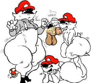 2boys ass ass_expansion balls big_ass bottom_heavy bottom_heavy_male bulge bulge_through_clothing cigarette dialogue disembodied_penis expansion fat_ass ghastlybum heart looking_at_penis male mario mario_(series) mushroom naked naked_male nervous nervous_sweat nude nude_male overalls penis precum pubic_hair red_cap sabotage_(exeg) scared_bum short_tail sonic.exe_(series) tagme tailwag wagging_tail white_body