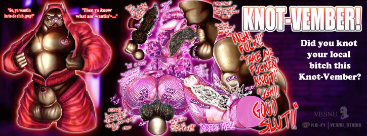 absurd_res anal animal_genitalia animal_penis anthro ass balls belly biceps big_belly big_butt big_muscles big_penis big_testicles bodily_fluids bottomwear canid canine canine_genitalia canine_penis canis clothed clothing crop_top cum cum_inside dialogue digital_media_(artwork) domestic_dog duo english english_text erection fishnet_clothing fishnet_legwear foreskin fur genital_fluids genitals hair hi_res huge_filesize humanoid_genitalia humanoid_penis internal knot knotting legwear male male/male male_penetrated male_penetrating male_penetrating_male mammal muscular muscular_anthro muscular_male navel nipple_piercing nipple_ring nipples nude open_mouth opening pants pecs penetration penile penile_penetration penis piercing pit_bull poodle precum presenting_balls ring_piercing sex sheath shirt simple_background smile solo sweater sweatpants tail text thick_thighs topwear tracksuit vein vesnu_studio wide_hips