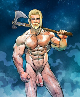 abs balls bara beard biceps big_balls big_penis daddy inkolloart male male_nipples male_only marvel marvel_comics masculine_male mature_male muscular muscular_male nipples nude pecs penis thor_(marvel) viking yaoi