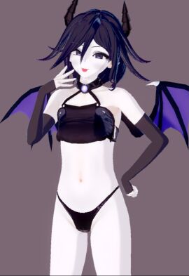 3d arm_warmers brat crop_top danganronpa danganronpa_v3 demon demon_horns demon_tail femboy incubus koikatsu male male_only new_danganronpa_v3 ouma_kokichi panties prince_eko succubus thighs