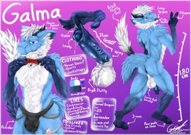 2025 abs absurd_res anus ass backsack balls bartender big_balls big_penis blue_body blue_eyes blue_fur bodily_fluids bow_tie claws clothed clothing color_swatch erection fluffy foreskin foreskin_play foreskin_pull fur galma galma_(character) genital_fluids genitals grin hair hi_res horn huge_cock jockstrap jockstrap_only leaking leaking_precum male measurements model_sheet money money_in_thong muscular nude penis precum signature smile smug solo tail text tongue tongue_out topless underwear underwear_only url vein veiny_penis white_body white_fur white_hair