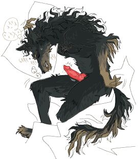 animal_genitalia animal_penis anthro arm_tuft black_body black_fur bodily_fluids brown_body brown_fur canid canine canine_genitalia canine_penis canis chin_tuft clenched_teeth closed_eyes domestic_dog dripping elbow_tuft erection facial_tuft fur genital_fluids genitals hi_res jariloxe knot lying male male_only mammal multicolored_body multicolored_fur nude on_side penis precum precum_drip precum_string sleeping solo teeth thought_bubble tuft two-tone_body two-tone_fur vein veiny_penis