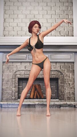 1girls 3d bikini black_bikini female original red_hair swimsuit ultimate-clash