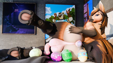 16:9 1boy 3d animal_genitalia animal_penis anthro anus ass balls bed big_ass big_balls big_butt choker collar collar_only digital_media_(artwork) ear_piercing ear_ring easter easter_egg egg egg_laying equid equine equine_genitalia equine_penis flaccid fluxcore furniture genitals hand_on_ass hand_on_butt hi_res holidays hooves horse horsecock huge_ass huge_butt inside jewelry looking_at_viewer looking_back lying male male_only mammal naked necklace nude on_side penis piercing puffy_anus raised_leg ring_piercing smile solo solo_male thick_thighs wide_hips widescreen