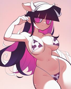 ass big_breasts big_hips bikini black_goo black_hair breasts edith_(fliphrrr) female flipherrrr fliphrrr original original_character pink_eyes thick_ass thick_thighs very_long_hair
