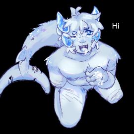 amputee anthro blue_eyes blue_horns body_hair cum cum_drip cum_in_mouth cum_on_hand facial fat fluffy gay homosexual horns looking_at_viewer looking_up male male_only missing_tooth naked nipples on_knees open_mouth phighting piercing piercings proud roblox roblox_game robloxian rocket_(phighting) shading shark shark_tail tail white_hair white_skin