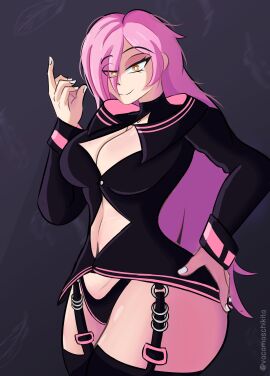 big_ass big_breasts big_butt big_thighs big_titties breasts character_request clothing curvaceous curvaceous_female curvaceous_figure curvy curvy_figure curvy_hips female female_focus female_only long_hair pink_hair vacachikita virtual_youtuber vtuber