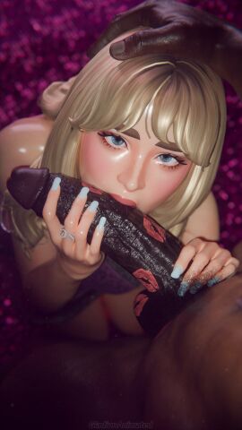 1boy 1girls 3d artist_name balls big_penis blonde_female blonde_hair blue_eyes cock dark-skinned_male dark_skin epic_games fellatio female fortnite fortnite:_battle_royale gladionanimated hand_on_head handjob hands_on_penis holding_penis huge_cock interracial jewelry light-skinned_female light_skin lipstick_mark lipstick_on_balls lipstick_on_penis long_fingernails looking_at_viewer male male/female pale-skinned_female pale_skin partial_male penis pubic_hair ring sabrina_carpenter sabrina_carpenter_(fortnite) unseen_male_face watermark