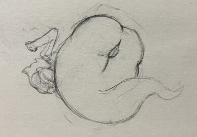 1girls ass female female_only floating ghost ghost_girl ghost_tail huge_ass looking_at_viewer original presenting_hindquarters pussy rippledvoice self_upload sketch tabitha_(rippledvoice) traditional_media_(artwork)