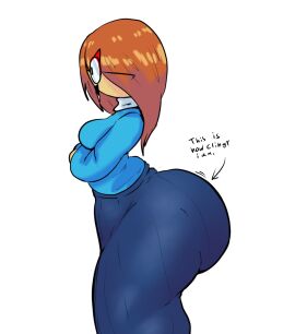 ass big_ass clothed clothing evil_container female giygal glasses kindergarten_(game) kindergarten_3 meme ms._lovelett side_view solo text trend