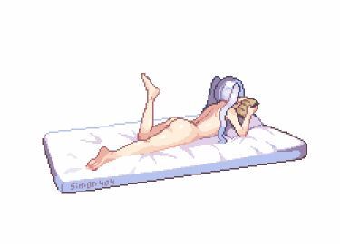1girls animated ass barefoot bed casual casual_nudity completely_nude female female_only frieren full_body kicking_legs naked naked_female nude nude_female pixel_art reading sim0n404 solo solo_female sousou_no_frieren tagme white_background