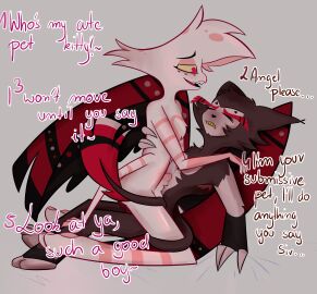 absurd_res anal anal_sex angel_dust_(hazbin_hotel) anthro arachnid arthropod begging begging_not_to_stop begging_pose blush bondage catsnotart chest_tuft clenched_teeth close_to_bursting closed_eyes cowgirl_position degradation demon dialogue domestic_cat dominant dominant_bottom dominant_male duo edging english_text erection face_off face_off_position feet felid feline felis female fluffy from_front_position genitals gentle_sex giving_orders good_boy grabbing_sheets hazbin_hotel hi_res husk_(hazbin_hotel) hybrid male male/male mammal master nude on_bottom on_lap on_top ownership penetration penile penile_penetration penis petplay pose power_bottom riding role_reversal roleplay service_top sex sex_toy sitting sitting_on_lap smile spider submissive submissive_male submissive_top tail tail_wrapped teasing teeth text toying_partner tuft