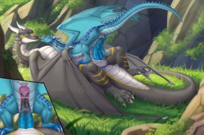 big_dom_small_sub cowgirl_position cutaway diaphallism diphallia diphallism dominant double_penetration dragon duo european_mythology female feral fridaflame from_front_position genitals hi_res internal looking_pleasured male male/female miriizah multi_genitalia multi_penis mythological_creature mythological_scalie mythology on_bottom on_top penetration penile_spines penis pussy ridiculous_fit scalie sex size_difference tail_anus vaginal_penetration western_dragon wyvern zyristra