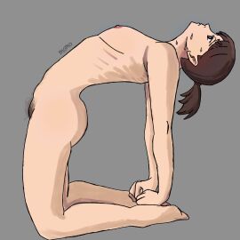 *slur bush chainsaw_man female higashiyama_kobeni kobeni_higashiyama naked naked_female platinum* skinny_female stretching yoga