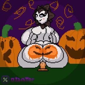 animated ass big_ass big_breasts big_butt breasts female green_body halloween jafter paint_on_ass plant plant_girl plantie plants_vs_zombies pumpkin pumpkin_butt pvz sunflower sunflower_(pvz) vampire_sunflower_(pvz)