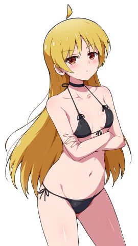 1girls absurd_res absurdres adult adult_female ahoge arms_crossed bare_arms bare_belly bare_chest bare_hands bare_hips bare_legs bare_midriff bare_navel bare_shoulders bare_skin bare_thighs bare_torso belly belly_button bikini bikini_bottom bikini_only bikini_top black_bikini black_bikini_bottom black_bikini_only black_bikini_top black_choker black_string_bikini black_swimsuit black_swimwear blonde-haired_female blonde_female blonde_hair blush blush_lines blushing_at_viewer blushing_female bocchi_the_rock! breasts choker cleavage collarbone crossed_arms dot_nose eggman_(ni_tamagoex) elbows embarrassed embarrassed_female eyebrows_visible_through_hair female female_focus female_only fingernails fingers flat_belly flat_chest flat_chested front-tie_bikini front-tie_bikini_top front-tie_top groin half_naked high_resolution highres ijichi_seika legs light-skinned_female light_skin long_hair looking_at_viewer mature_female nail nail_polish navel orange-eyed_female orange_eyes petite petite_body petite_breasts petite_female pink_fingernails pink_nail pink_nail_polish pussy shiny_arms shiny_breasts shiny_hair shiny_legs shiny_shoulders shiny_skin shiny_thighs shoulders side-tie_bikini sideboob simple_background skinny skinny_female skinny_waist slender_body slender_waist slim_female slim_waist small_breasts solo standing string_bikini swimsuit swimwear thick_thighs thighs thin_waist upper_body v-line white_background