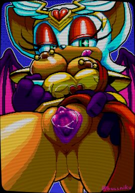 anthro anus armor bat bodily_fluids breasts bullniku clothed clothing digital_media_(artwork) elbow_gloves female genital_fluids genitals gloves hi_res hotred low-angle_view makeup mammal nipple_piercing nipples piercing pixel_(artwork) pussy rockthebull rouge_the_bat scanlines sega skimpy solo sonic_(series) sonic_the_hedgehog_(series) spread_pussy spreading tongue vaginal_fluids wings