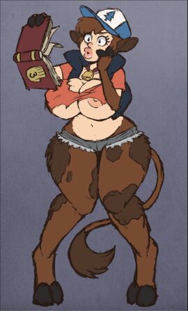 cow_ears cow_girl cow_print cowification dipper_pines female female_dipper furry gender_transformation genderswap genderswap_(mtf) gravity_falls hourglass_figure rule_63 tagme torn_clothes transformation wrenzephyr2